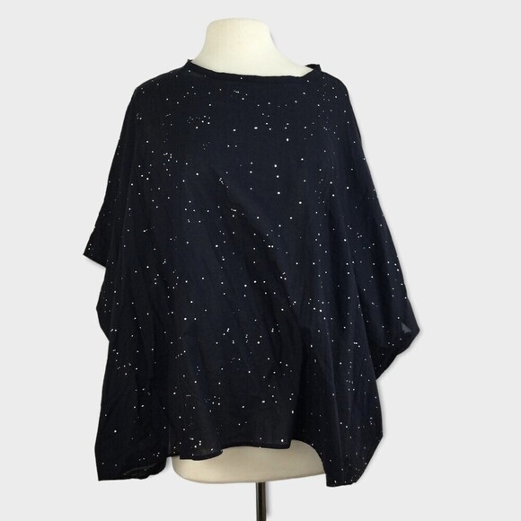 EILEEN FISHER Womens Organic Cotton Voile Splatter Print Box-Top Blue S/M NWT - Picture 8 of 11